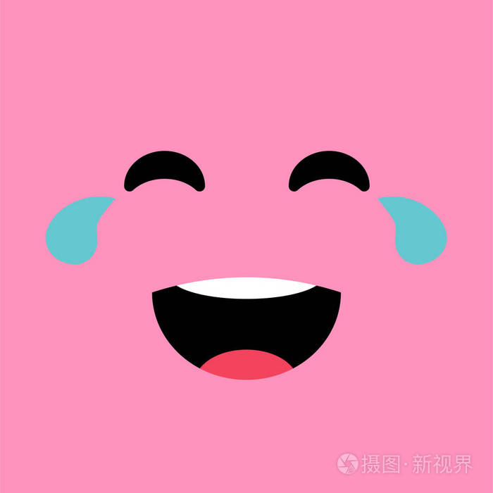 笑着有趣的情绪表情粉红色背景上的笑脸简单的表情符号象形图矢量插图