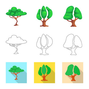 树和自然标志的向量例证。网页的树和皇冠股票符号集