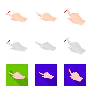 触摸屏和手势的矢量插图。网页触摸屏和触摸股票符号的收集