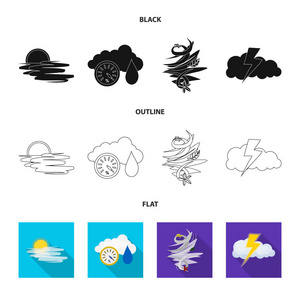 天气和气候符号的孤立对象。天气和云彩股票向量例证的集合