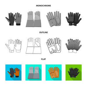 手套和冬季标志的孤立对象。网络手套和设备库存符号集