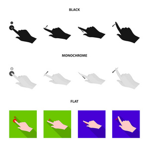 触摸屏和手符号的矢量设计。网络触摸屏和触摸股票符号集