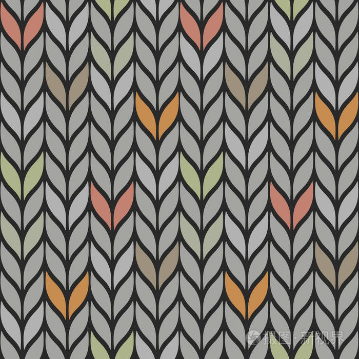 无缝矢量观赏图案灰色,有亮点的织物纺织或壁纸设计. 编织仿制品.