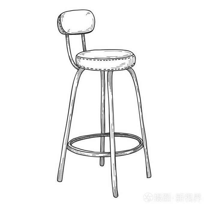 酒吧椅子的草图白色背景上隔离的高椅子向量