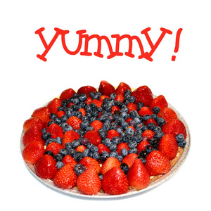 红色，白色和蓝色水果馅饼，草莓和蓝莓