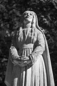 圣母玛利亚的古董雕像祈祷 宗教, 信仰, 神圣