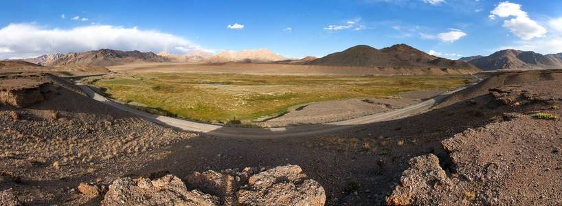 世界帕米尔公路屋顶周围塔吉克斯坦风景优美的帕米尔山区全景