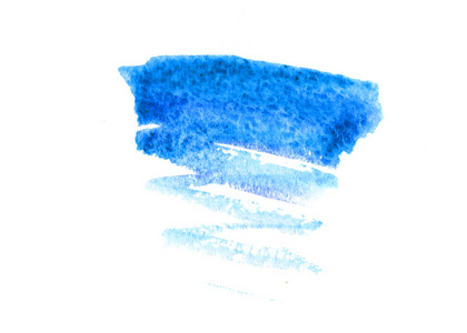 水彩画蓝色斑点在白色被隔绝的背景