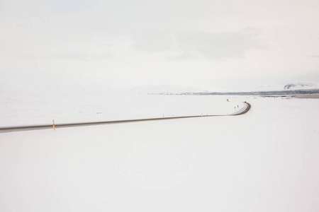 美丽和危险的道路冬季雪冰岛