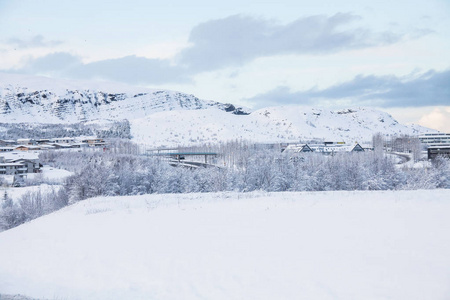 冬天雪冰岛美丽的风景图片