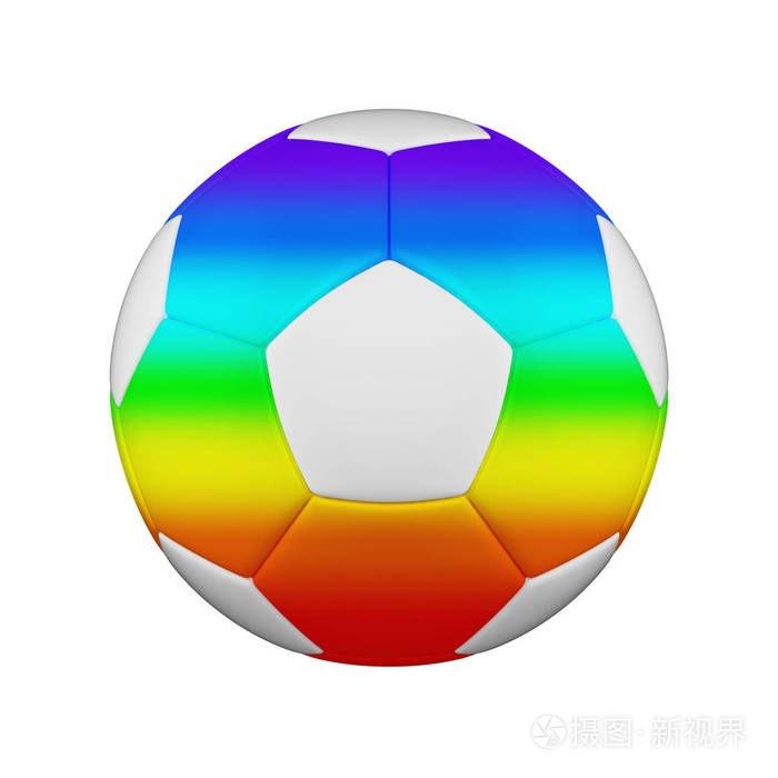 足球在白色背景查出了白色和彩虹足球