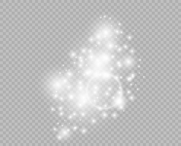 星光灿烂的尘埃元素。发光的光粒子。圣诞节抽象的闪光装饰。在透明背景上隔离的向量元素