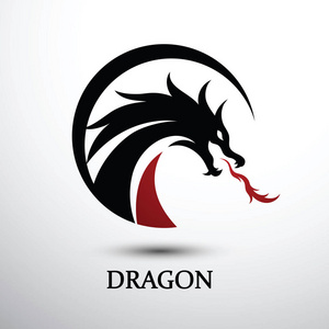 中国龙轮廓平面彩色标志设计插图无缝图案与邮票与龙.