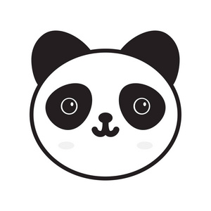 可爱的熊猫脸图标的平面风格. 矢量图. 单纯的熊猫脸照片