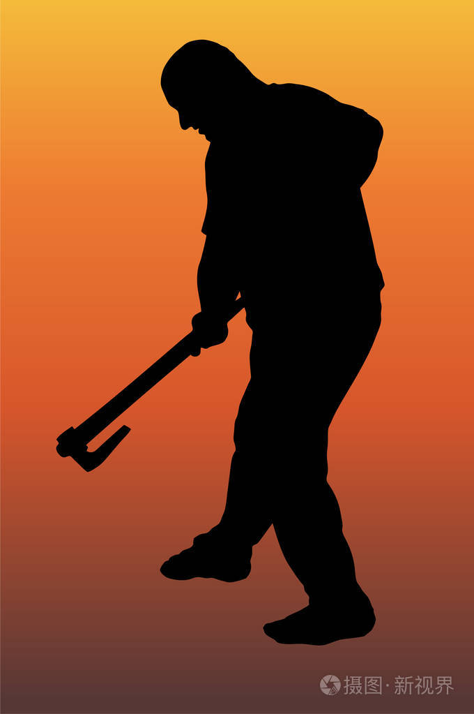 伐木工人的剪影