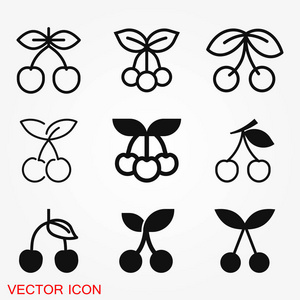 樱桃图标向量, 水果例证, 新鲜健康的樱桃