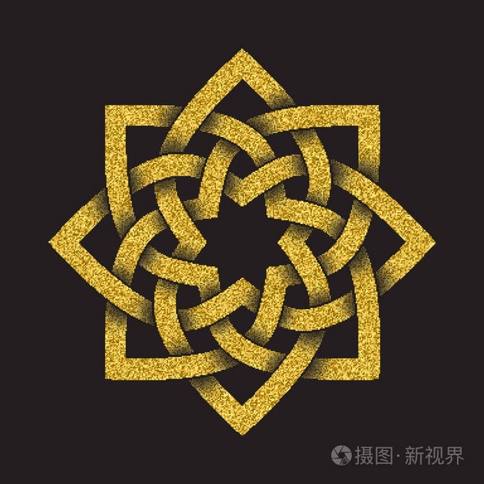 以八角星形式出现的部落符号.珠宝设计用金章.