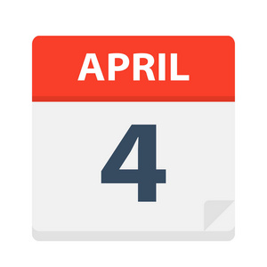 灰色四月四月四日日历图标矢量插图照片