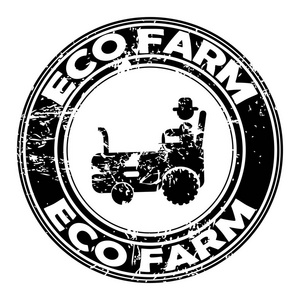 ECOFARM拖拉机图标橡胶邮票