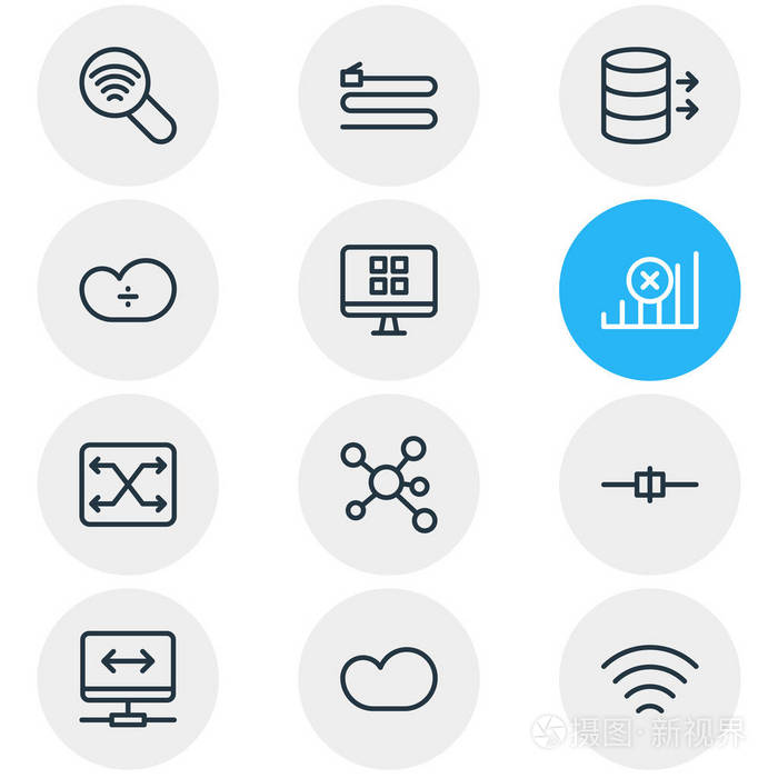 向量例证 12个 web 图标线样式.