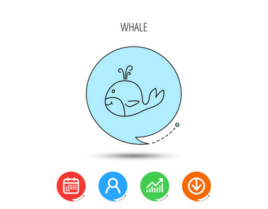鲸鱼图标。最大的哺乳动物动物标志