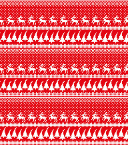 圣诞新年冬季无缝节日挪威像素图案斯堪的纳维亚风格