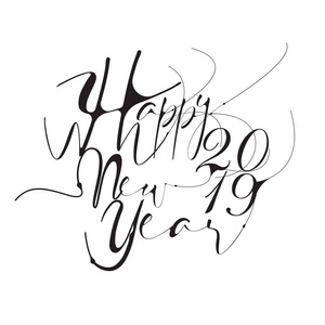 字体黑色。 新年快乐。 节日矢量插图与刻字组成和突发。 老式节日标签。 白色背景