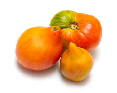 白色背景下分离的新鲜成熟番茄近景