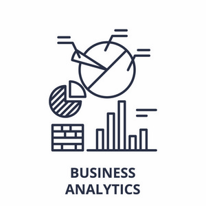 业务分析行图标概念。业务分析矢量线性插图符号符号
