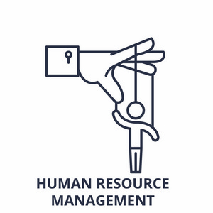 人力资源管理行图标概念。人力资源管理向量线性例证, 标志, 标志