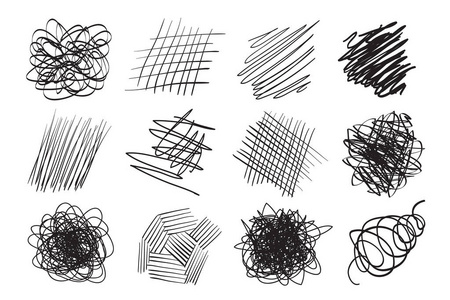 错综复杂的混沌纹理.波浪背景.手工绘制的纠结图案.黑白插图.