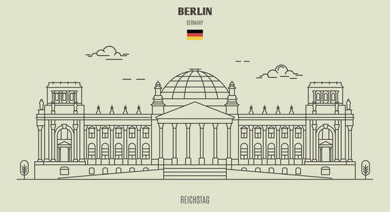 帝国地标德国柏林帝国大厦.线形地标图标照片