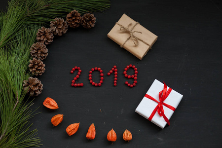 2019圣诞节背景圣诞树新年礼物装饰装饰假日冬天