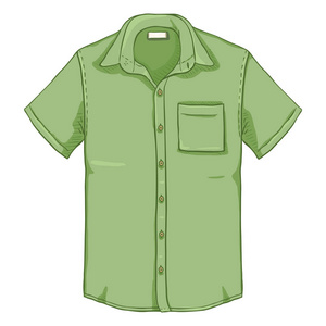 卡通卡其色短袖男士衬衫与口袋隔离白色背景照片