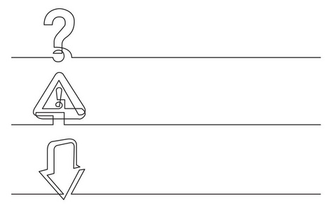 横幅设计业务图标连续线绘制问号延伸标志箭头向下