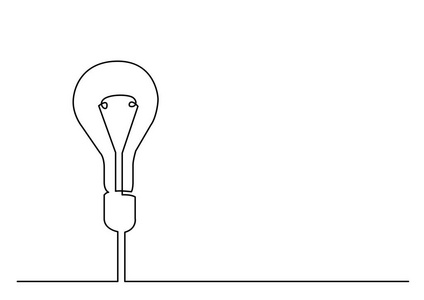 灯泡连续线描画或观念隐喻图片