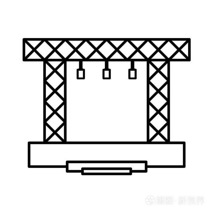 插画 舞台矢量结构图标. 音乐会现代场景线.eps