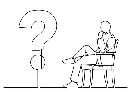 坐在马桶座上思考新想法的人的连续线图空白相框矢量简单手绘黑白潮流