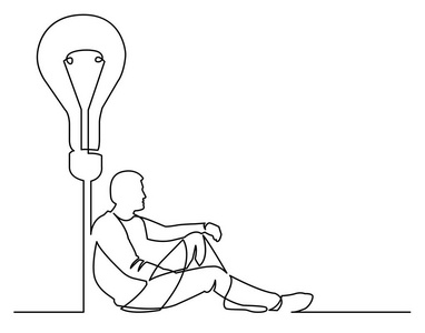 坐着的人有某种想法的连续线图