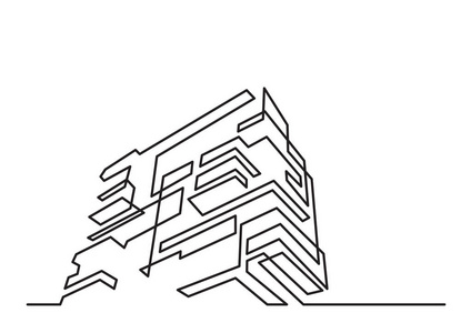 现代公寓楼连续线图