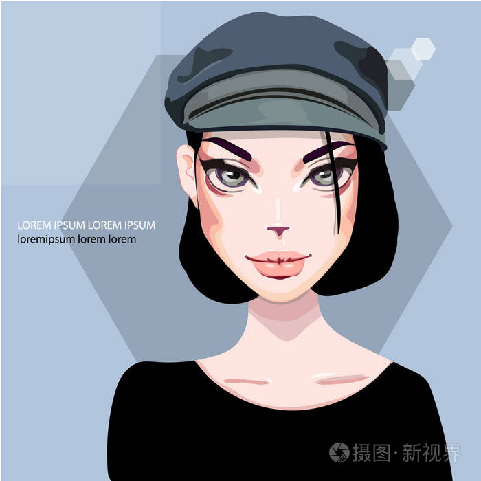 美丽的黑发妇女面孔向量例证.