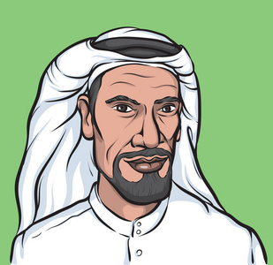 微笑阿拉伯的矢量插图肖像.