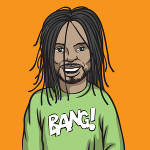 带有可怕的微笑黑人的矢量插图.