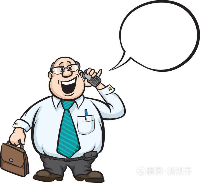 下载小样发票合同问题/举报白板画漫画商人卡通微笑商人的矢量插图与