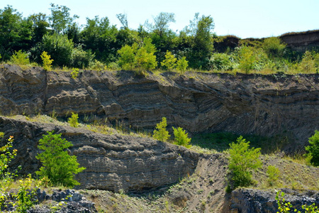 玄武岩岩石是位于罗马尼亚拉科斯的柱状玄武岩形式的火山岩露头。 在一个古老的罗马废弃的职业生涯中。 它是一个国家保护区。