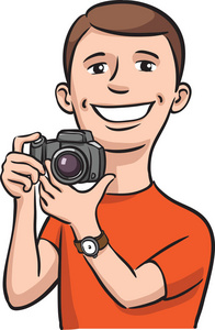 微笑摄影师的矢量插图。 易于编辑分层矢量EPS10文件可扩展到任何大小，没有质量损失。 包括高分辨率光栅jpg文件。