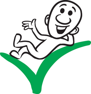 涂鸦小人躺在正面标记上的矢量插图.