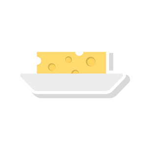 平板平面图标矢量插图奶酪切片
