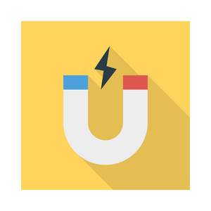 图图标平磁铁磁铁吸引力平面图标隔离白色背景矢量插图照片