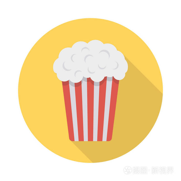 爆米花平面图标孤立的白色背景矢量插图
